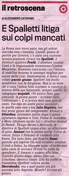 Articolo della Gazzetta dello Sport