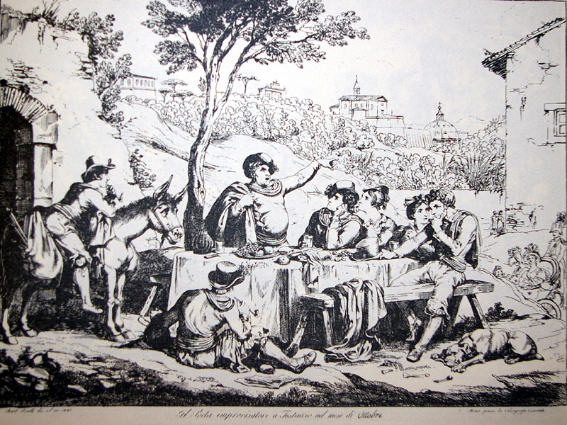 Bartolomeo Pinelli - Il Poeta improvvisatore a Testaccio nel mese di ottobre disegni e i inc 1830 Bartolomeo Pinelli - Il Poeta improvvisatore a Testaccio nel mese di ottobre disegni e i inc 1830