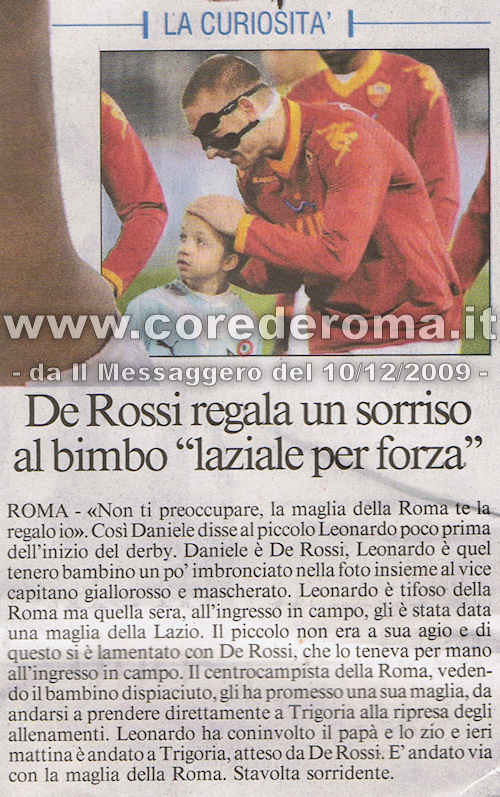 De Rossi e il bimbo al derby del 6.12.2009