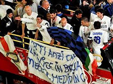 Striscione contro Totti dei giocatori interisti