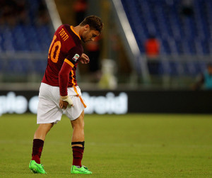 during the Serie A match between AS Roma and Carpi FC at Stadio Olimpico on September 26, 2015 in Rome, Italy.