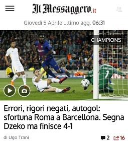 Barcellona-Roma: mancano 2 rigori