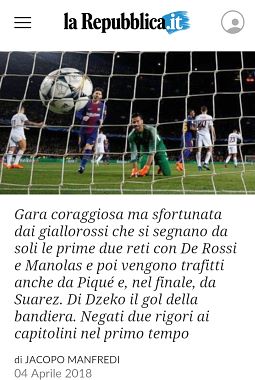 Barcellona-Roma: mancano 2 rigori