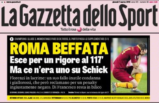 Champions, Porto-Roma: gazzetta